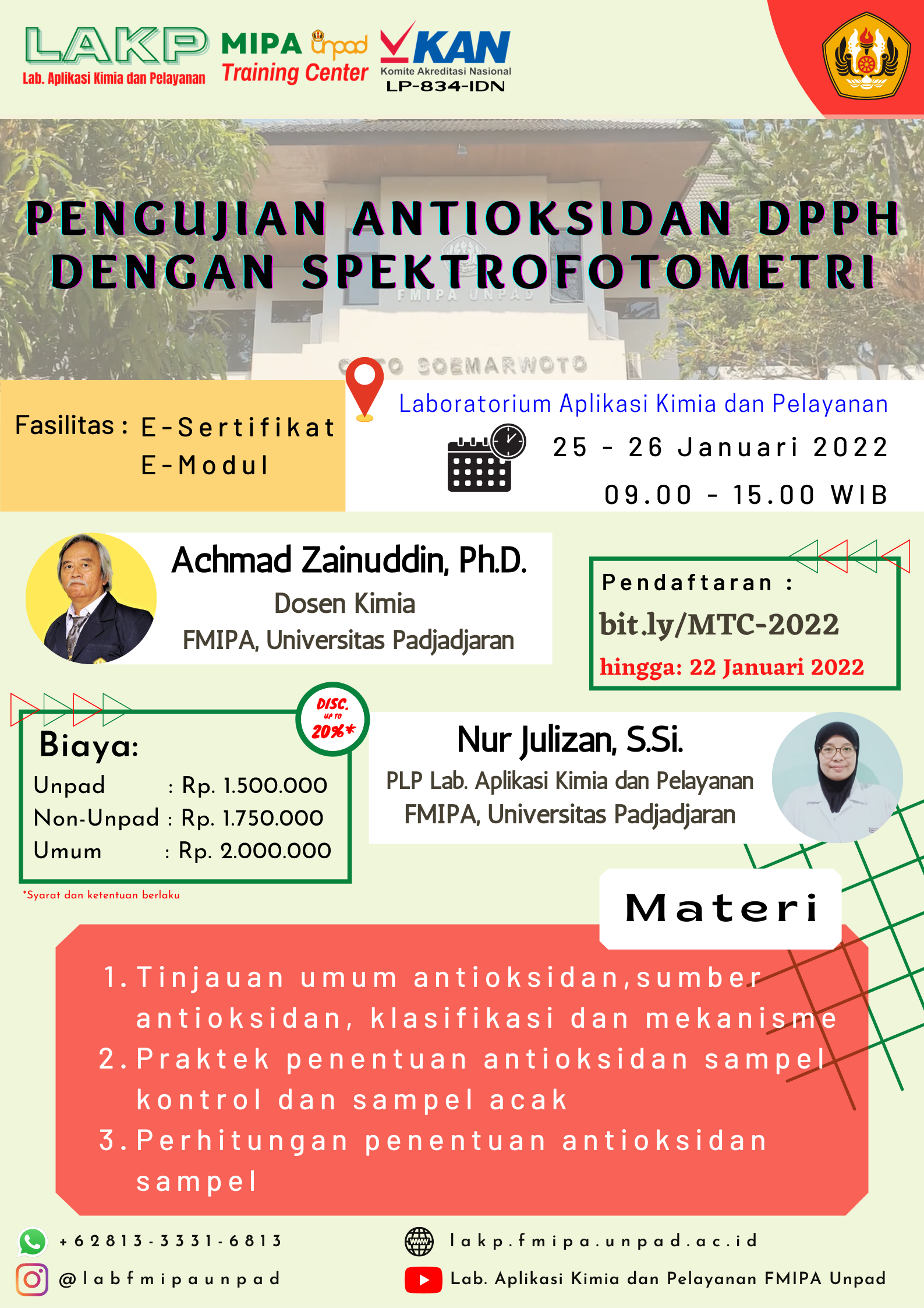 Pelatihan Pengujian Antioksidan DPPH dengan Spektrofotometri